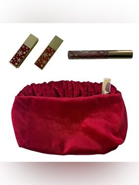 Estée Lauder Velvet Makeup Bag Set – Red & Gold Limited Edition